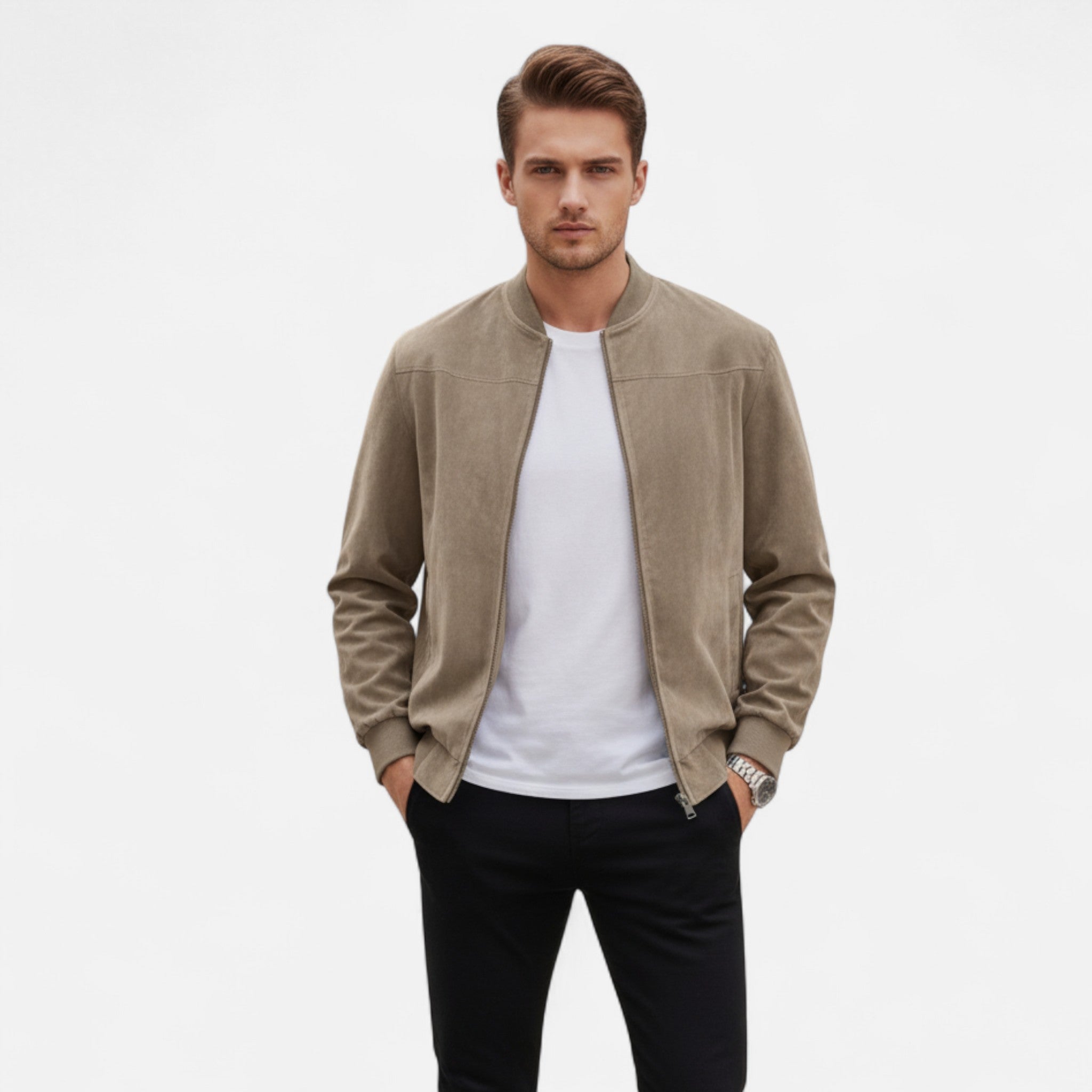 Rocal Outlet | Chaqueta Aviador de Ante para Hombre – Estilo Clásico de Vuelo