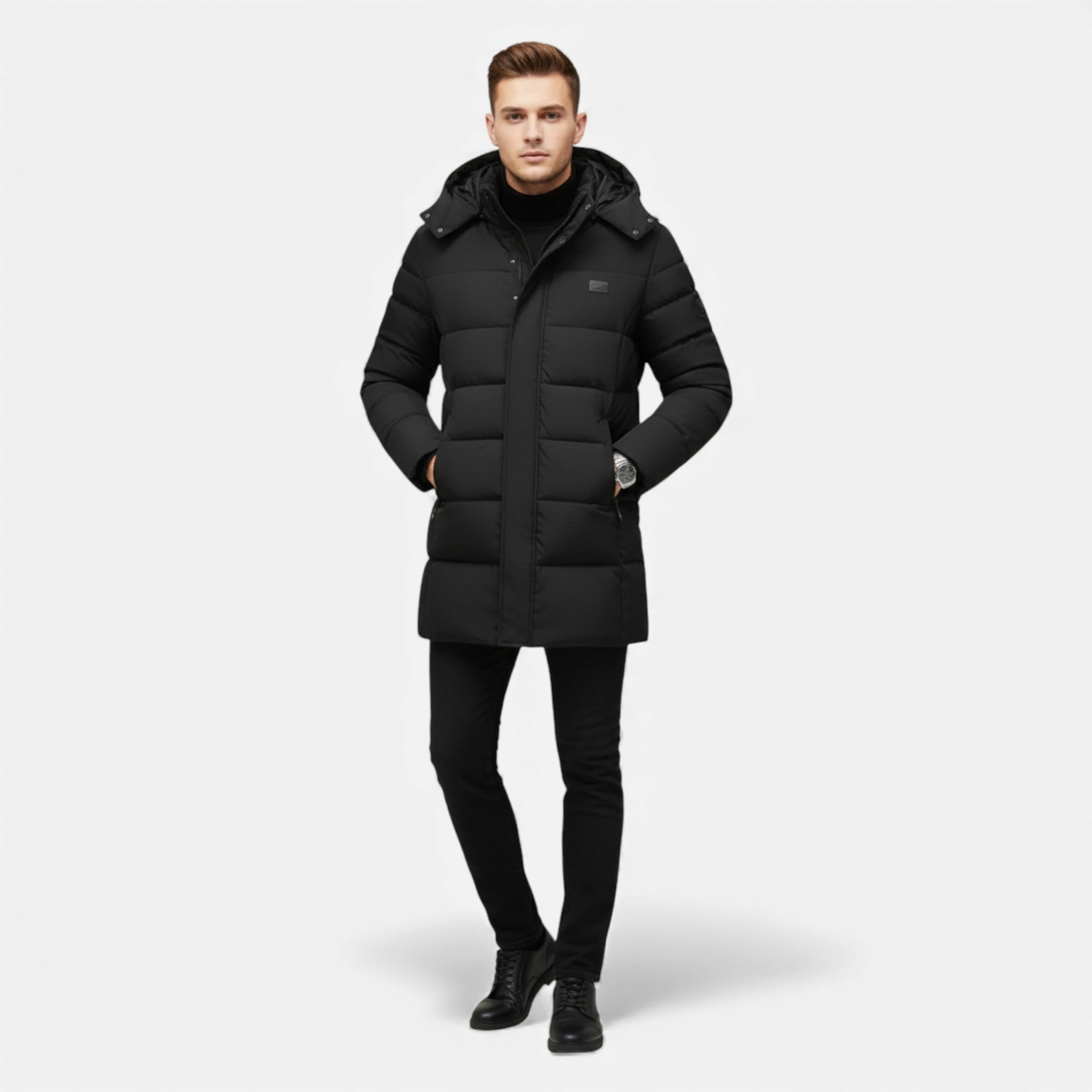 Rocal Outlet | Abrigo Largo para Hombre – Clásico Invernal con Cuello Mao