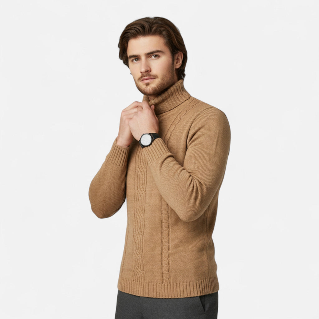 Rocal Outlet | Men’s Turtleneck Sweater – Heritage Jacquard Knit