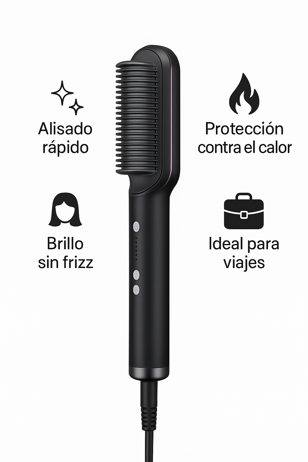 Cepillo Alisador 5 en 1 | Alisa, seca, hidrata, peina y controla el frizz
