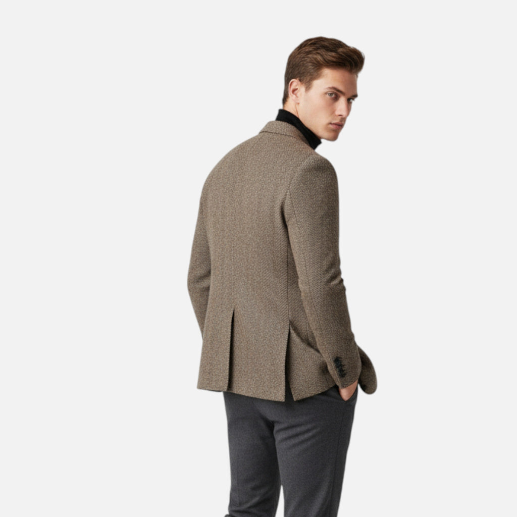 Rocal Outlet | Men’s Herringbone Wool Blazer – Classic Single-Breasted Refinement