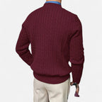 Rocal Outlet | Men’s Round Neck Twisted Rope Knit Sweater – Classic Cable Jumper