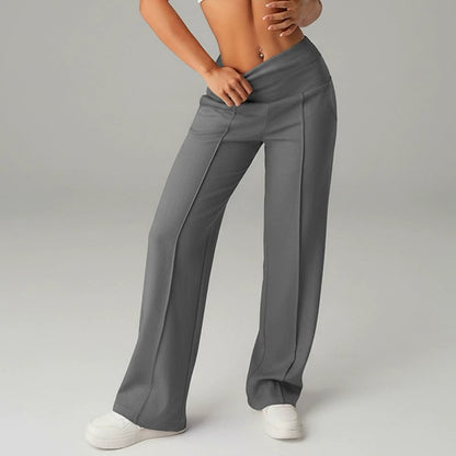 Pantalones Rectos Versátiles para Mujer - Tejido Elástico Cómodo + Bolsillos Prácticos