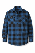 Rocal Outlet | Men's Long Sleeve Plaid Fleece Shirt Jacket Button