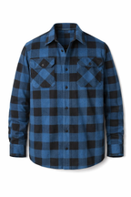 Rocal Outlet | Men's Long Sleeve Plaid Fleece Shirt Jacket Button