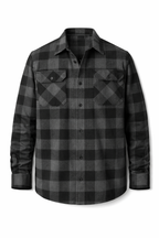 Rocal Outlet | Men's Long Sleeve Plaid Fleece Shirt Jacket Button