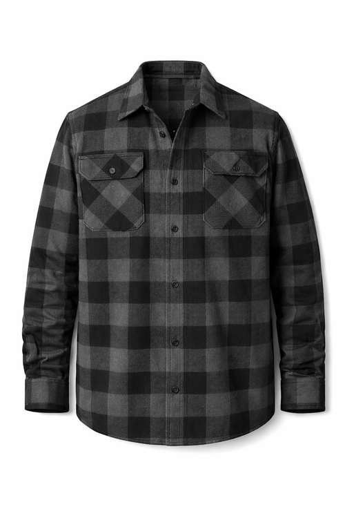 Rocal Outlet | Men's Long Sleeve Plaid Fleece Shirt Jacket Button