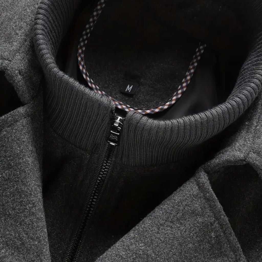 Rocal Outlet | Men’s Long Coat – Vintage Contrast-Collar Elegance