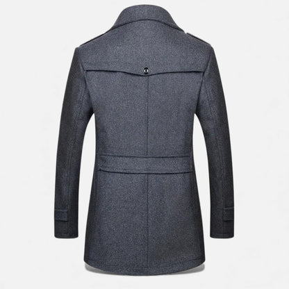 Rocal Outlet | Abrigo Largo de Hombre – Elegancia Vintage con Cuello en Contraste