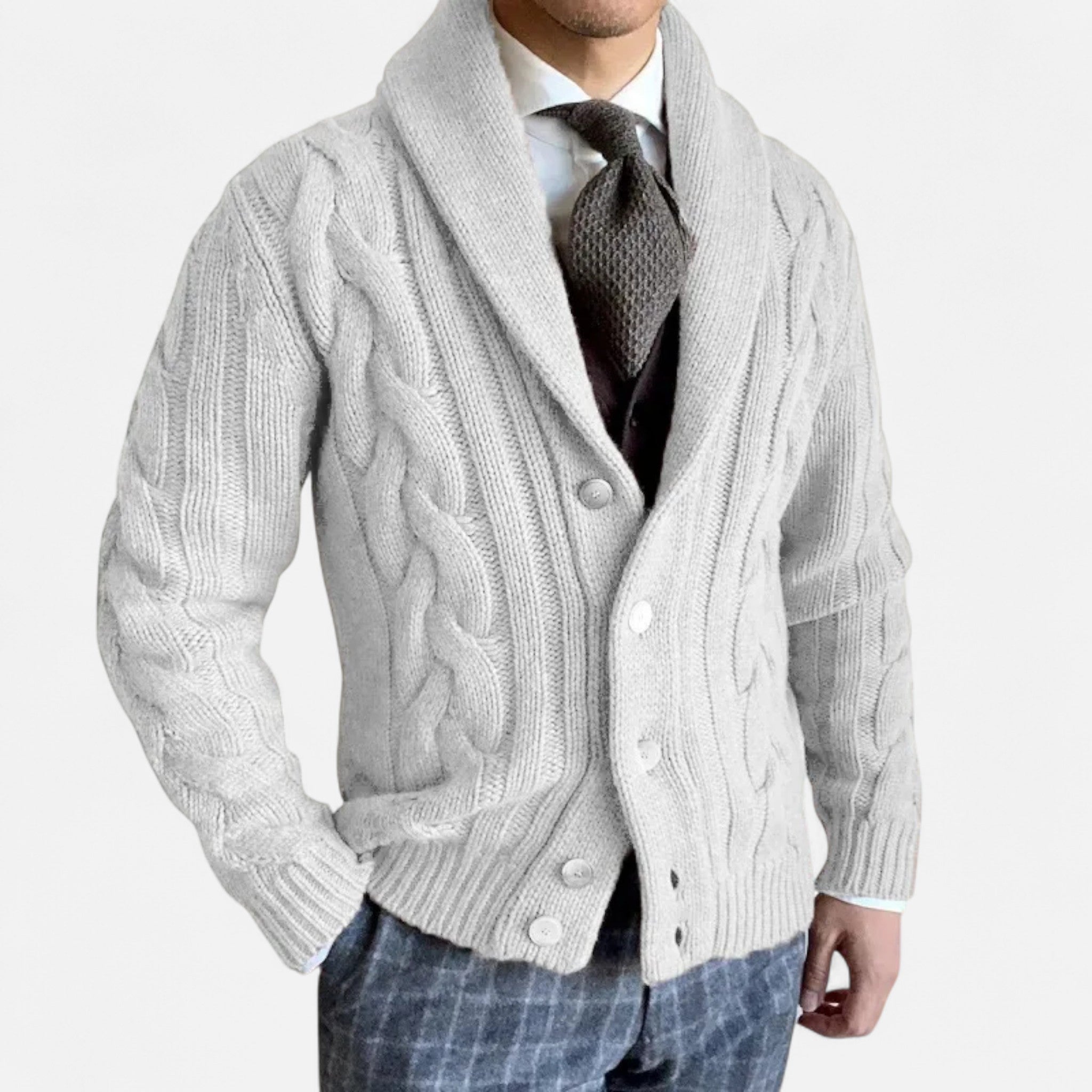 Rocal Outlet | Cárdigan de Hombre – Estilo Heritage de Punto Trenzado
