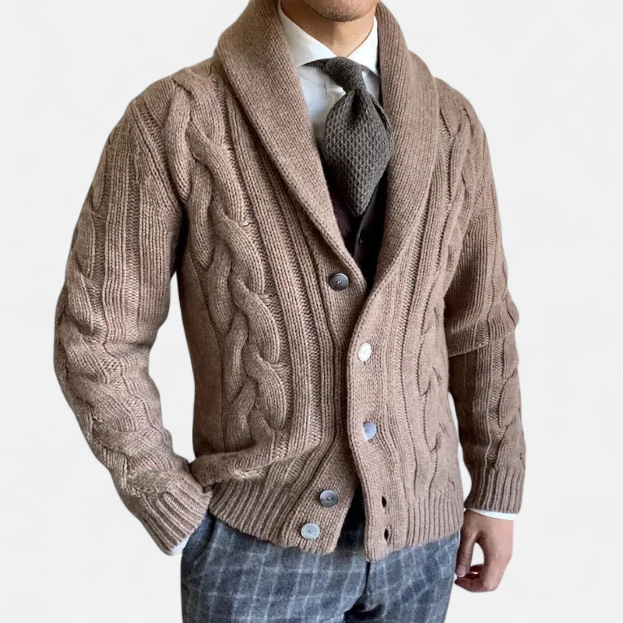 Rocal Outlet | Cárdigan de Hombre – Estilo Heritage de Punto Trenzado