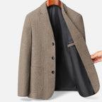 Rocal Outlet | Men’s Herringbone Wool Blazer – Classic Single-Breasted Refinement