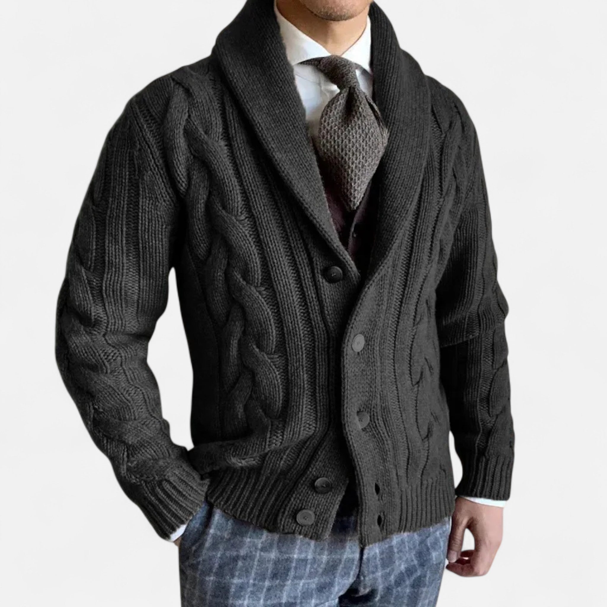 Rocal Outlet | Cárdigan de Hombre – Estilo Heritage de Punto Trenzado