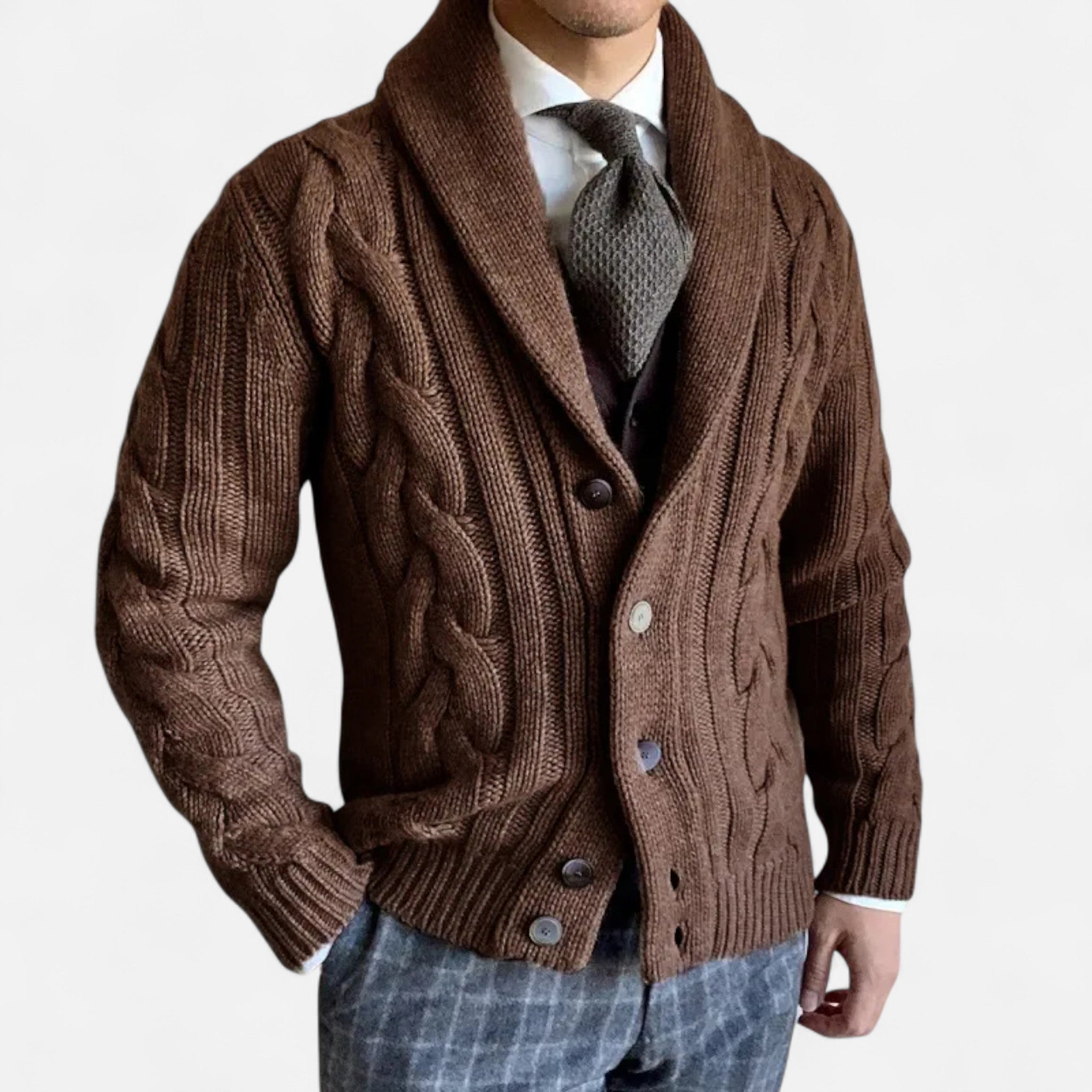 Rocal Outlet | Cárdigan de Hombre – Estilo Heritage de Punto Trenzado