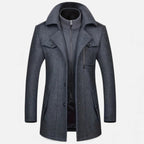 Rocal Outlet | Men’s Long Coat – Vintage Contrast-Collar Elegance