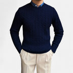 Rocal Outlet | Men’s Round Neck Twisted Rope Knit Sweater – Classic Cable Jumper