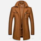 Rocal Outlet | Men’s Long Coat – Vintage Contrast-Collar Elegance