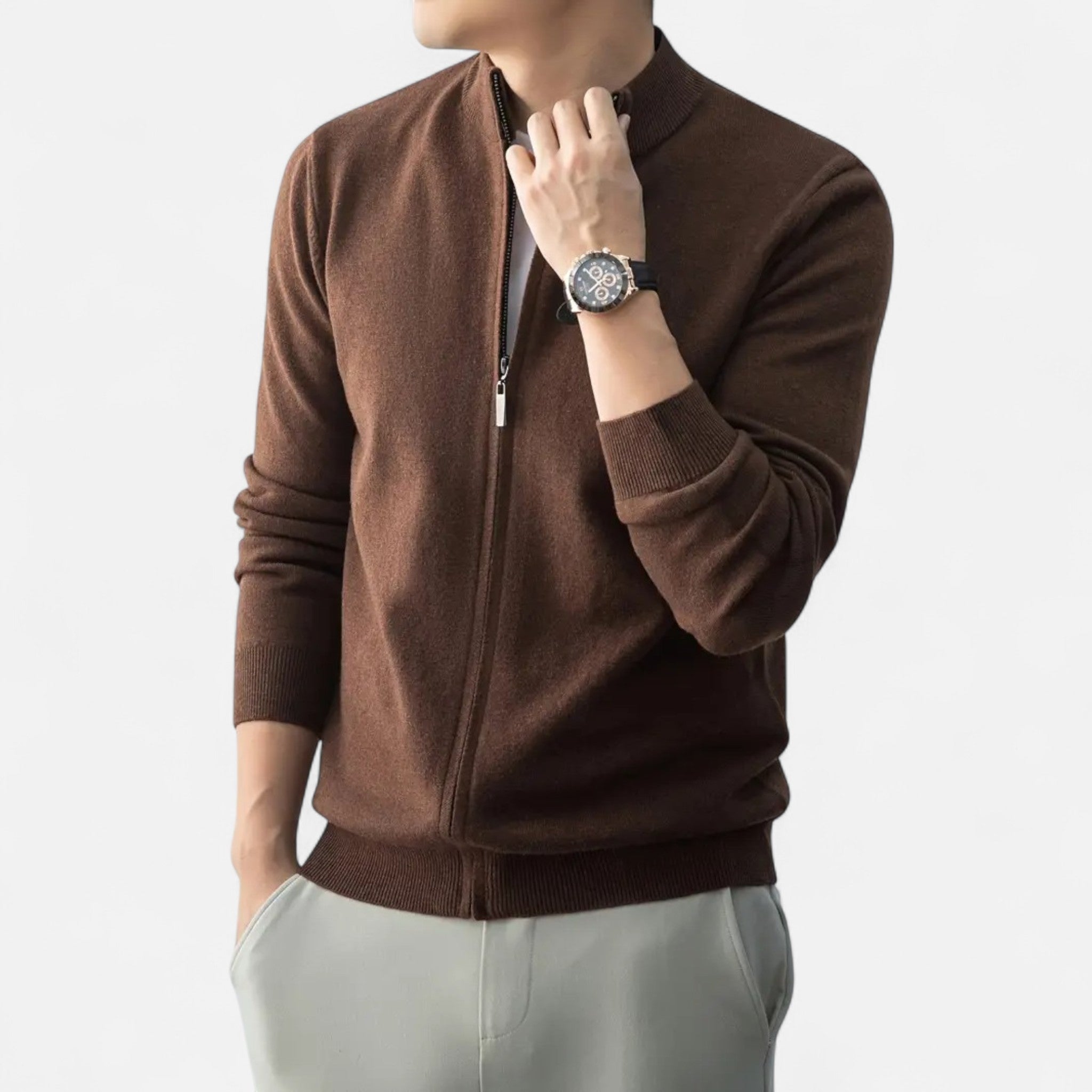 Rocal Outlet | Jersey con Cremallera Completa para Hombre – Mezcla de Lana Heritage