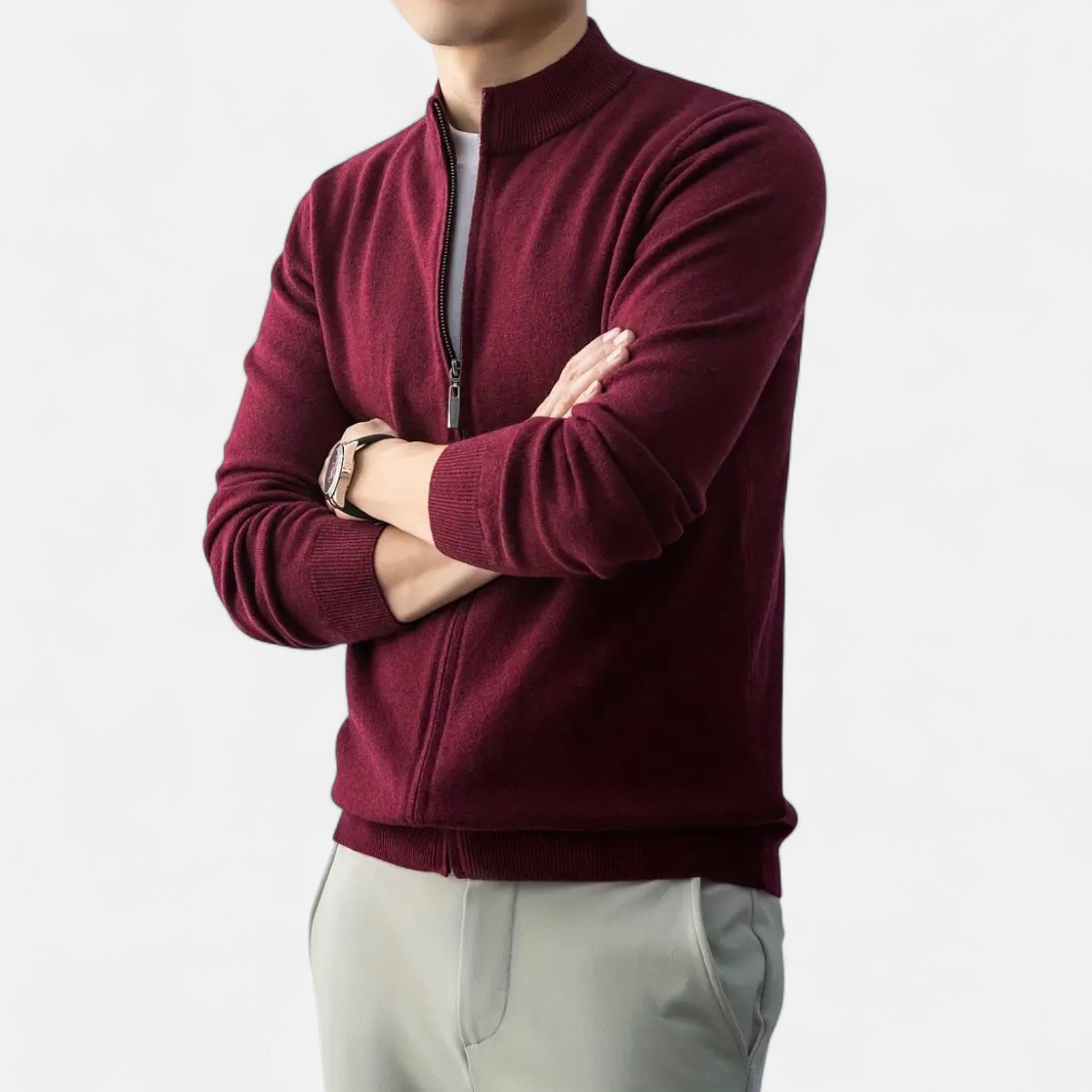 Rocal Outlet | Jersey con Cremallera Completa para Hombre – Mezcla de Lana Heritage