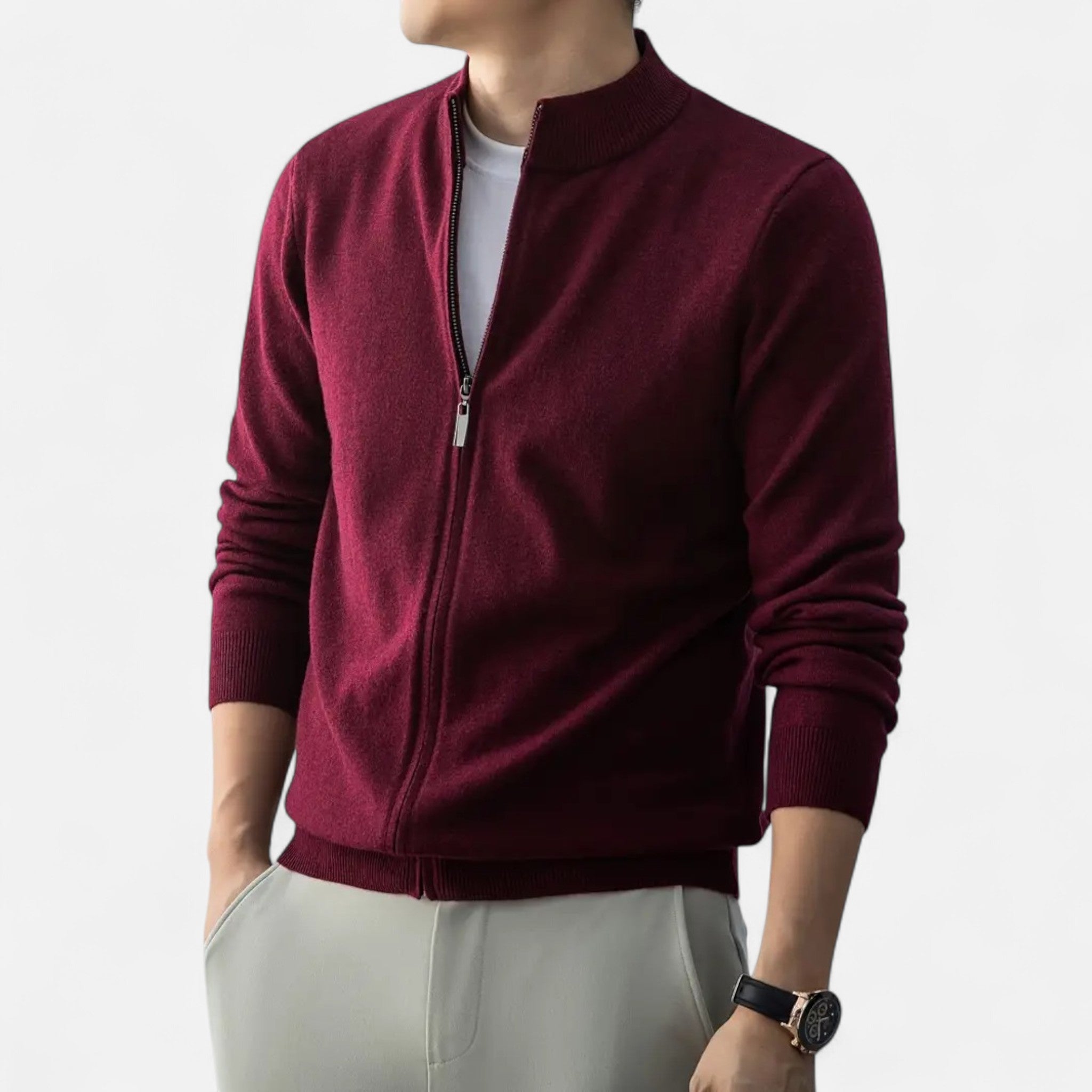 Rocal Outlet | Jersey con Cremallera Completa para Hombre – Mezcla de Lana Heritage