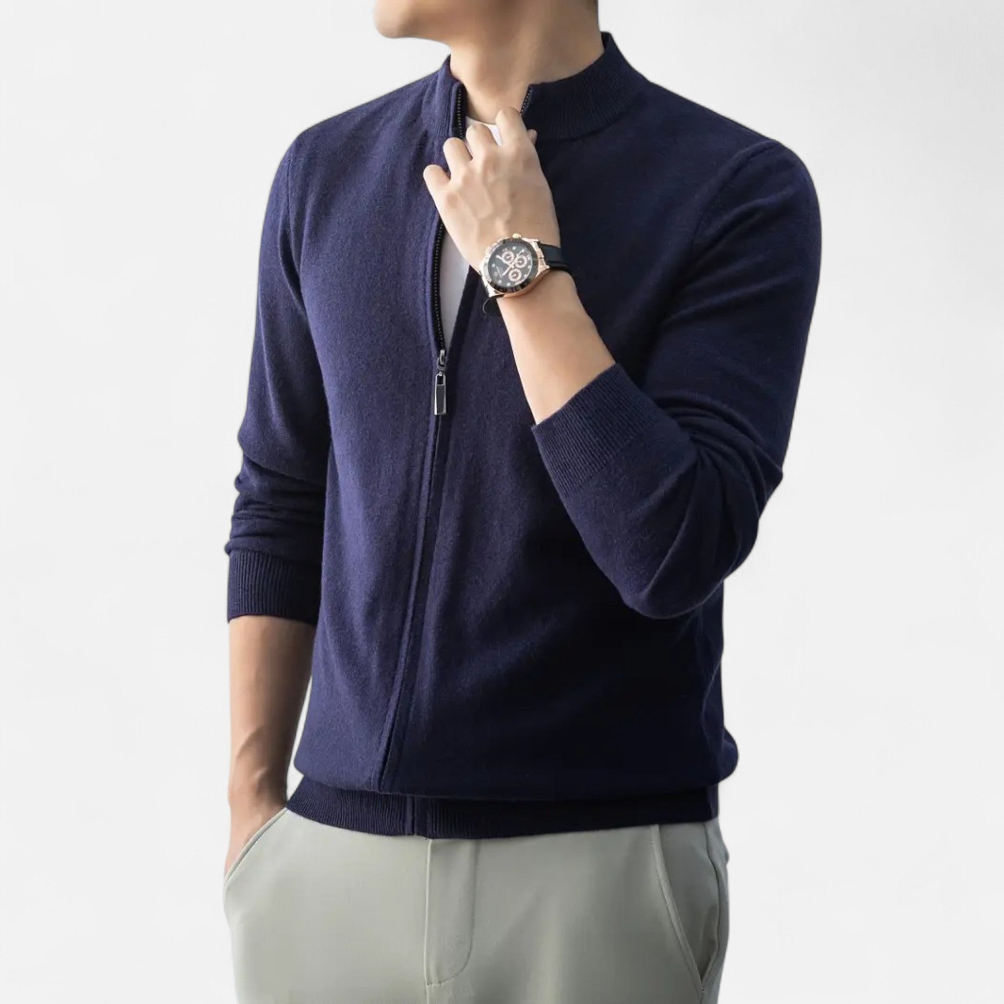Rocal Outlet | Jersey con Cremallera Completa para Hombre – Mezcla de Lana Heritage