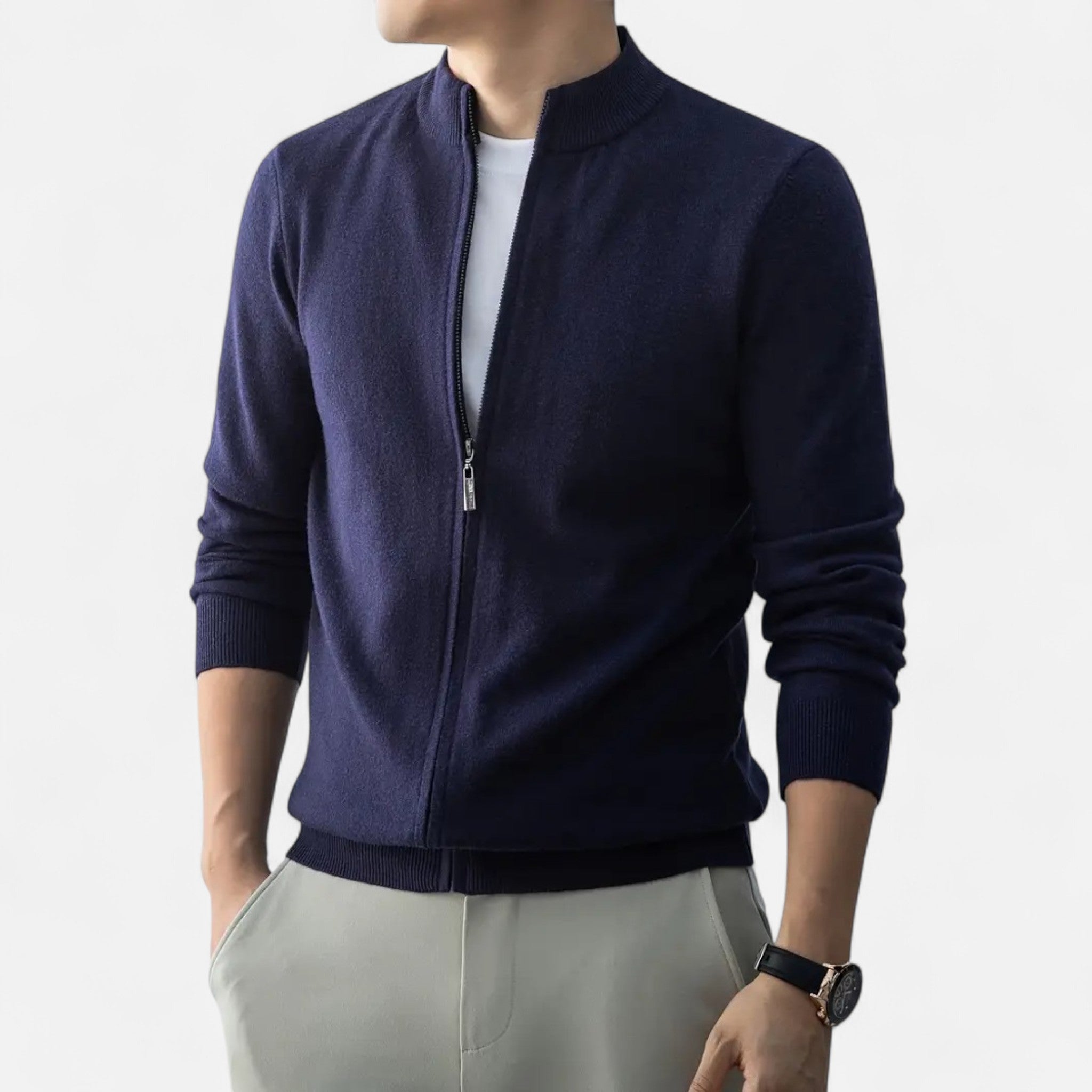 Rocal Outlet | Jersey con Cremallera Completa para Hombre – Mezcla de Lana Heritage