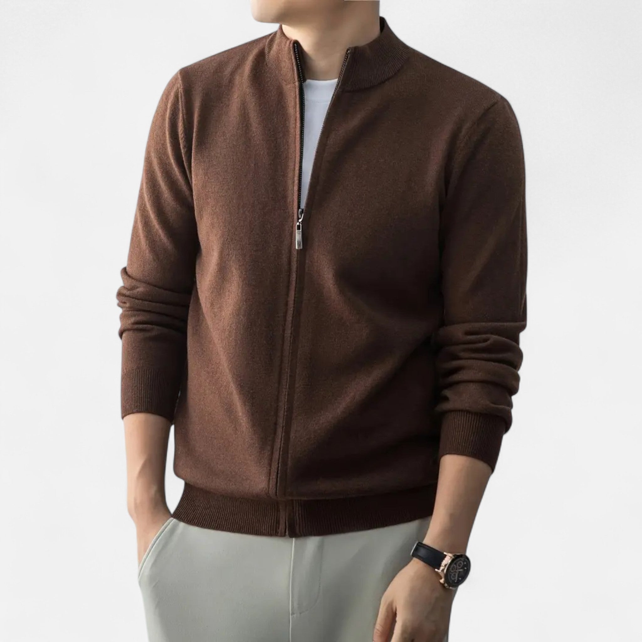 Rocal Outlet | Jersey con Cremallera Completa para Hombre – Mezcla de Lana Heritage